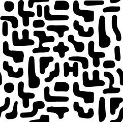 Abstract black shapes on white background pattern - 773117074