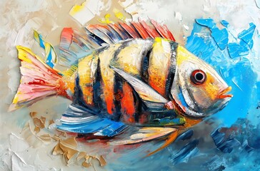 Colorful fish oil painting