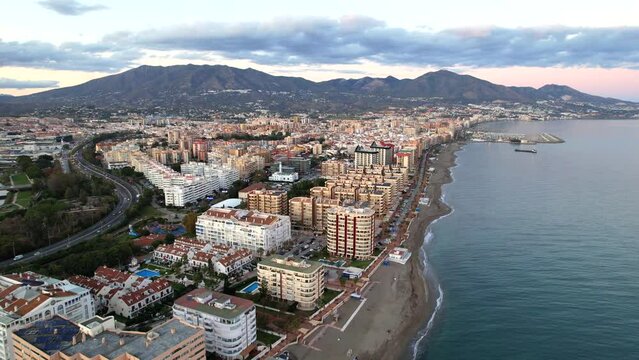 Aerial View Of Beautiful Beach In South Of Spain. 4K Drone Footage.