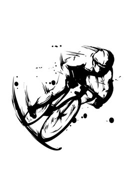 競輪の墨絵