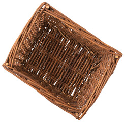Handmade wicker basket isolated on the white background.