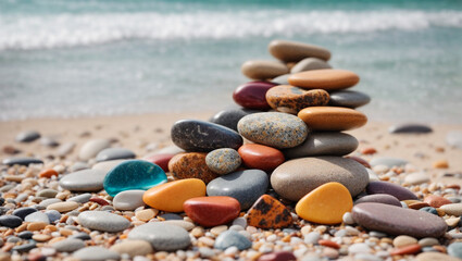Fototapeta na wymiar High quality photo of colorful rocks on the beach 26