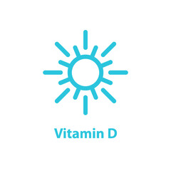 Sun, Vitamin D icon, Sunny day. Isolated on white background. From blue icon set.
