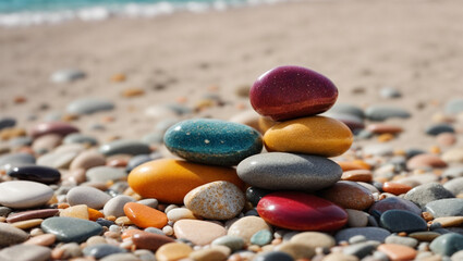 Fototapeta na wymiar High quality photo of colorful rocks on the beach 20