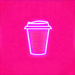 Pretty in Pink: Neon Paper Cup Icons(Generative AI)