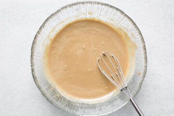process of making chocolate muffins, mixing butter sugar eggs and milk to make muffins