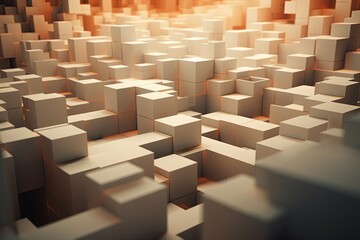 Futuristic cubes formation. Blockchain technology. Ai Generative