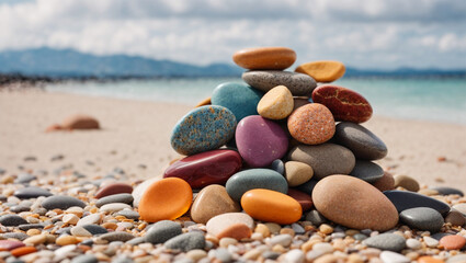 Fototapeta na wymiar High quality photo of colorful rocks on the beach 4