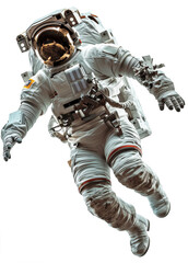 Astronaut with space suit and helmet floating with a white background. - 773121451