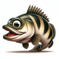 Funny illustration of a zander fish, square format - obrazy, fototapety, plakaty
