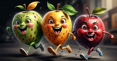 a bunch of fruit including apples, and a pomegranate. - Powered by Adobe