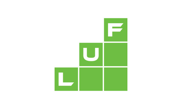 LUF initial letter financial logo design vector template. economics, growth, meter, range, profit, loan, graph, finance, benefits, economic, increase, arrow up, grade, grew up, topper, company, scale