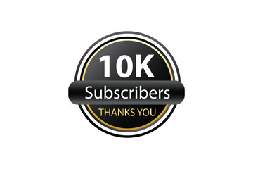 Fototapeta na wymiar 10k Subscribers Thank You 10k Followers badge Design With black and golden theme Background