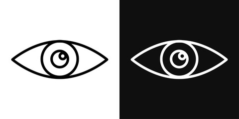 Eye and Vision Icon Set. Human Eyeball and Optical Observation Symbols.