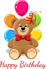Teddy bear in birthday party hat