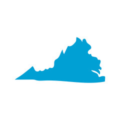 Virginia United States Map Design Elements Vector Illustration with Silhouettes and Geographic Boundary