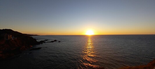 Scenic view of beautiful sunset over the Devon coast