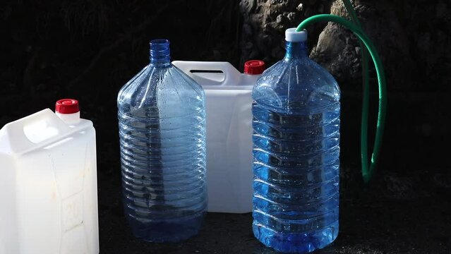 Plastic bottles with water from a natural source