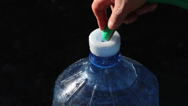 Plastic bottles with water from a natural source