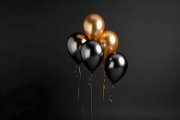 a group of balloons on a black background