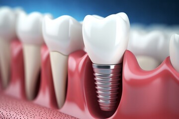 Fototapeta na wymiar a dental implant in a model of teeth