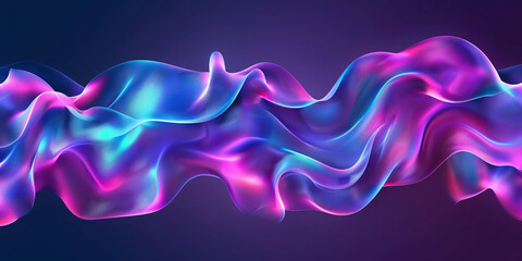 Illustration of neon wavy light effect on dark background. Created with Generative AI technology