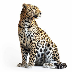 Graceful Leopard Posing, Isolated Wildlife Portrait