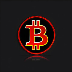Glowing Red: Neon Bitcoin Icons Illuminated(Generative AI)
