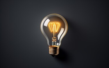 Light bulb over black background. Ai Generative