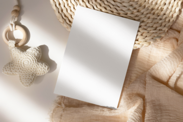 5x7 nursery card mockup on beige background