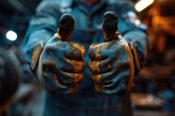 mechanic showing thumbs up with car repair