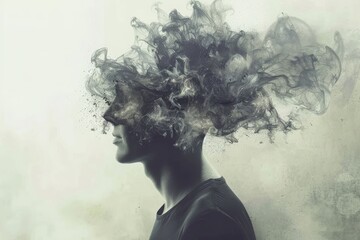 A portrait of thought dissolving into the abstract, where mind meets mist and reality wavers.

