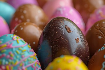 chocolate eggs closeup, chocolate eggs, testy chocolate eggs 