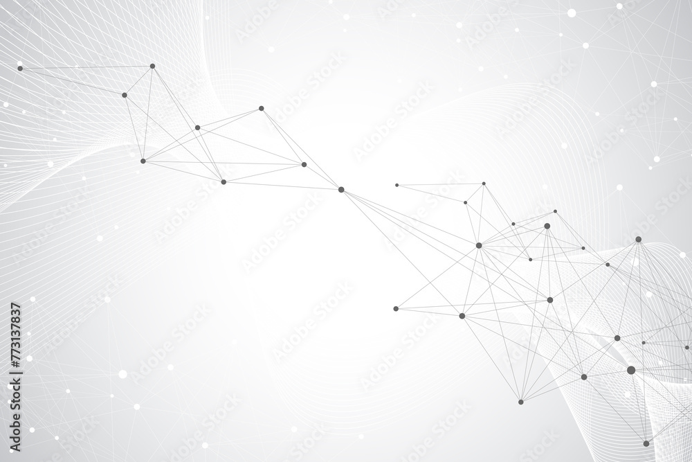 Aufkleber Geometric graphic background molecule and communication. Big data complex with compounds. Lines plexus, minimal array. Digital data visualization. Scientific cybernetic illustration.