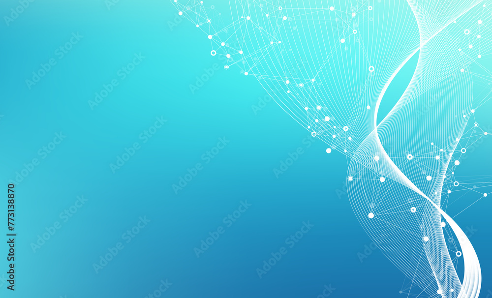 Poster molecular abstract structure background. scientific illustration with molecule dna. medical, science