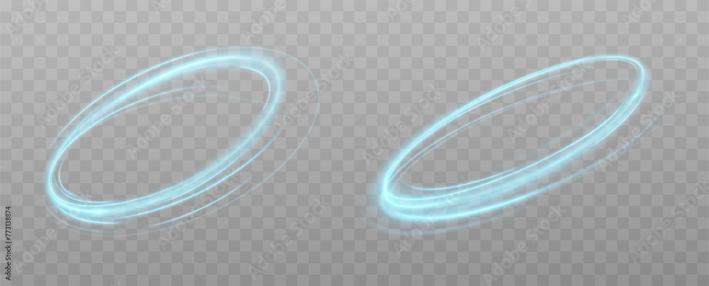 Poster blue neon ring. glowing circle. glow effect. round light frame. abstract light lines of movement and