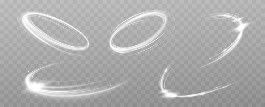 Light White Twirl.Speed ​​Lines. White line curve light effect. Smooth holiday light line with lighting effects. Light cool whirlwind. curve effect	