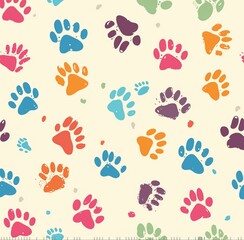 Animal Paw Prints in Various Colors Pattern