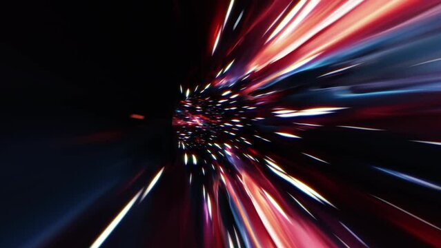 Abstract loop  glow space star hyperspace speed warp tunnel through time and space animation.4K 3D Loop Sci-Fi interstellar travel through wormhole in hyperspace vortex tunnel. Abstract teleportation