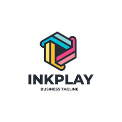 color ink play logo vector