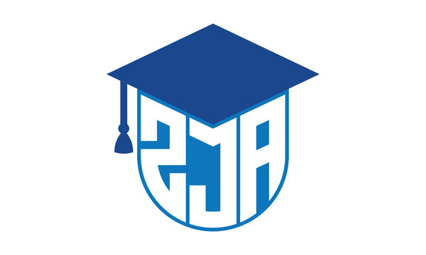 ZJA initial letter academic logo design vector template. school college logo, university logo, graduation cap logo, institute logo, educational logo, library logo, teaching logo, book shop, varsity