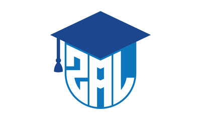 ZAL initial letter academic logo design vector template. school college logo, university logo, graduation cap logo, institute logo, educational logo, library logo, teaching logo, book shop, varsity - obrazy, fototapety, plakaty