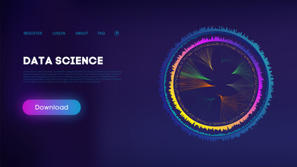 Bright Data Science Visualization on Navy Background - 773142098