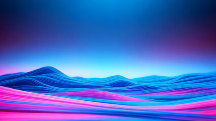 Abstract Landscape Art, Waves of Vibrant Blue and Pink