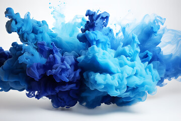 Background Abstract Texture. Explosion of light blue powder produced smoke on black background. Splashing paint is an art. Smoke spread throughout area.	