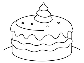 christmas cake single continuous one line out line vector art  drawing  and tattoo design
