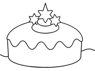 christmas cake single continuous one line out line vector art  drawing  and tattoo design
