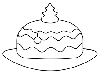 christmas cake single continuous one line out line vector art  drawing  and tattoo design
