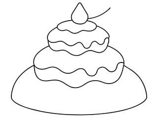 christmas cake single continuous one line out line vector art  drawing  and tattoo design
