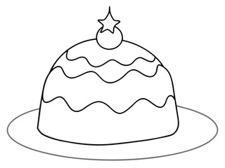 christmas cake single continuous one line out line vector art  drawing  and tattoo design
